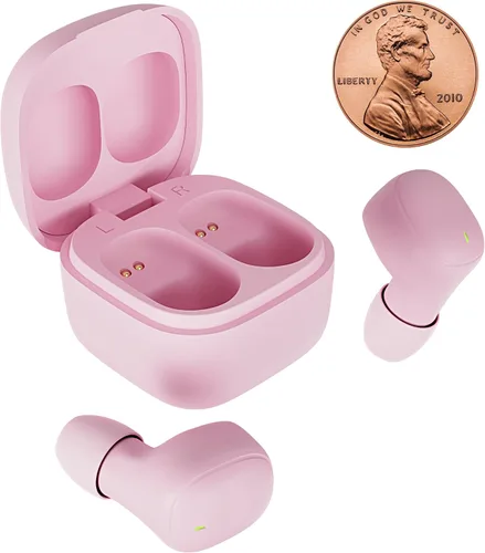 Vista 11 de Coby Mini auriculares inalámbricos Bluetooth 5.3, pequeños auriculares con aislamiento de ruido interno con micrófono y estuche de carga, 12 horas
