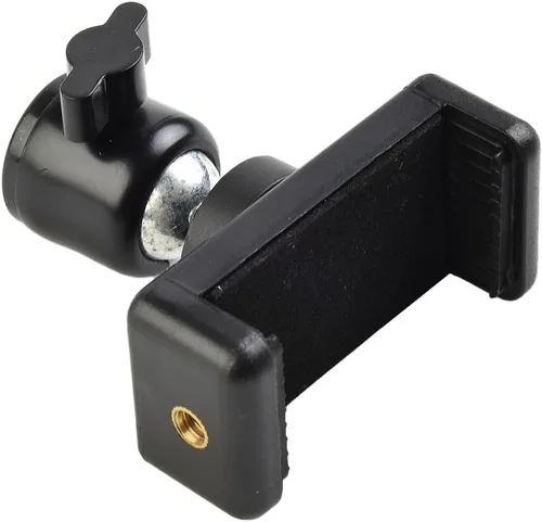 Vista 6 de Soporte de micrófono giratorio con clip de micrófono y soporte para teléfono, soporte de extensión de 21.7 in para montaje en trípode, ajustable