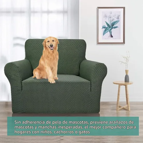 Vista 2 de YEMYHOM Funda para sofá con diseño jacquard de alta elasticidad, funda para silla de sala de estar, a prueba de mascotas, perros y gatos Verde
