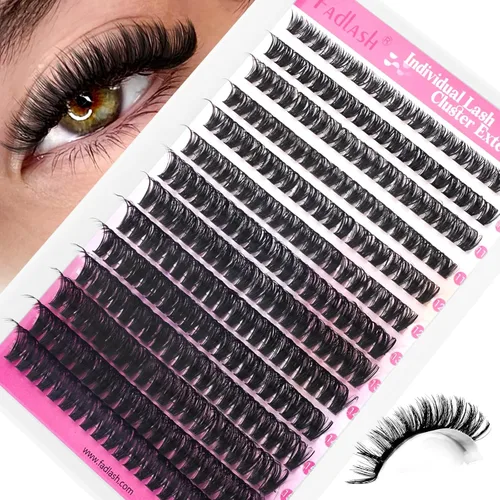 Vista 39 de Extensiones de racimos de pestañas con bandeja grande, pestañas individuales 10D 20D, mezcla natural, suave, C Cur negro, imitación de visón
