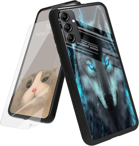 Vista 10 de Funda para Samsung Galaxy A12 5G con protector de pantalla, parte trasera de vidrio templado + TPU de silicona suave que absorbe los golpes