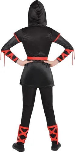Vista 5 de Amscan Disfraz de Halloween de Ninja definitivo para niñas, con leggings, cinturón y máscara