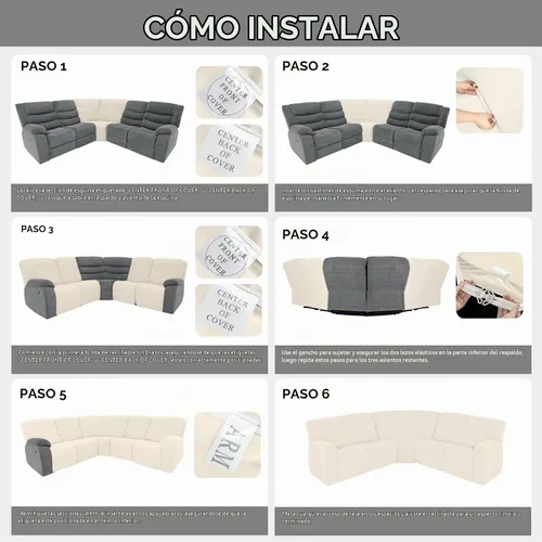 Vista 7 de Easy-Going - Funda 100% impermeable para sofá reclinable, fundas de sofá elásticas para sofás reclinables, funda de sofá seccional extra grande