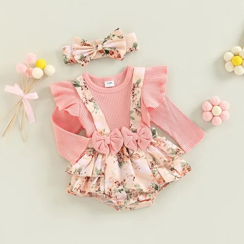 Vista 7 de Mubineo Ropa de primavera y otoño para bebé niña, traje de manga larga con encaje floral