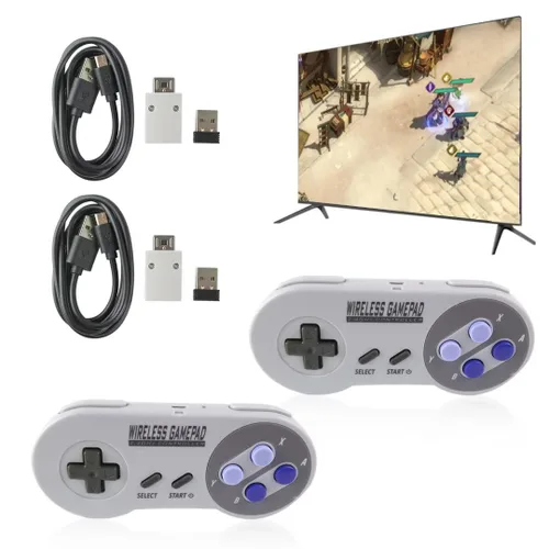 Vista 4 de 2 unids2.4 GHz controlador inalámbrico Gamepad para Nintendo SwitchPS miniSNES Classic Edition (Mini)NES Classic Edition Gamepad con receptor