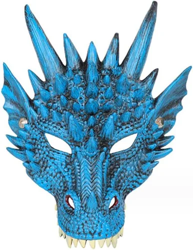 Vista 6 de Himine - Máscara de cosplay de cabeza de dragón para festival, fiesta y Halloween Negro