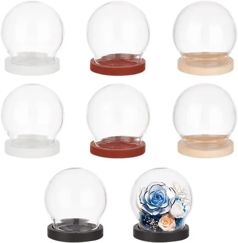 Vista 8 de NBEADS 6 piezas de mini cúpula de cristal, 1.57 pulgadas de diámetro, cúpula redonda de cristal de la cúpula de cristal transparente con base