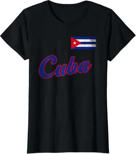 Vista 38 de Camiseta cubana con bandera de béisbol de Cuba 2023, Negro