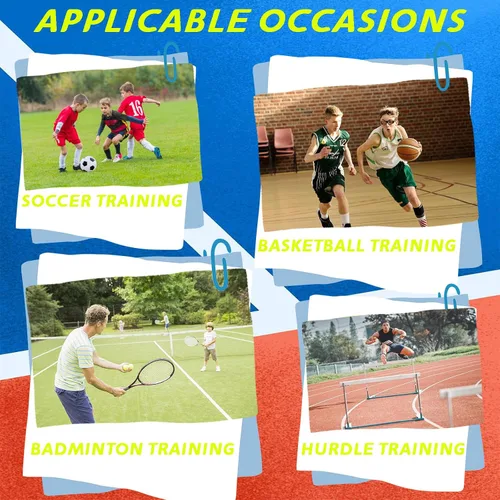 Vista 4 de Vallas ajustables con bolsas de transporte, equipo de entrenamiento de agilidad desmontable con escala, valla de práctica de fútbol, vallas de salto
