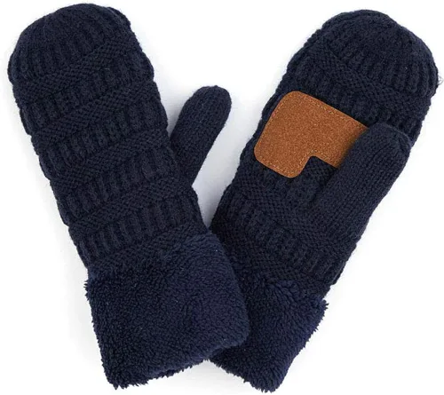 Vista 3 de ScarvesMe Conjunto de guantes de punto con forro polar sherpa cálido de invierno para mujer