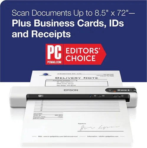 Vista 2 de Epson DS-80W Escáner portátil inalámbrico de documentos alimentado con hojas para PC y Mac
