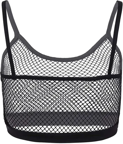Vista 4 de KKmeter Bralette de malla para mujer con correa superior para ver a través de ver sin mangas, chaleco para fiesta