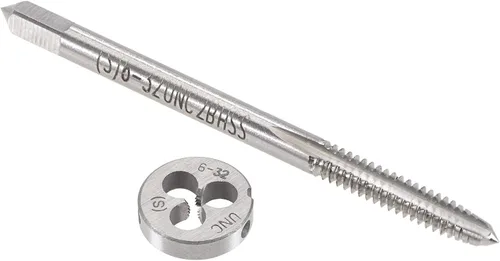 Vista 9 de uxcell 4-40 UNC Tap and Die Set, HSS Macho de rosca de máquina con Troquel de rosca redondo, mano derecha