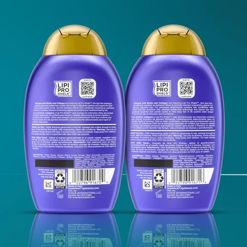 Vista 9 de OGX Espeso y Abundante + Biotina y Colágeno para Volumen y Cuerpo del Cabello, Champú y Acondicionador Voluminizador Sin Sulfatos para Cabello Fino