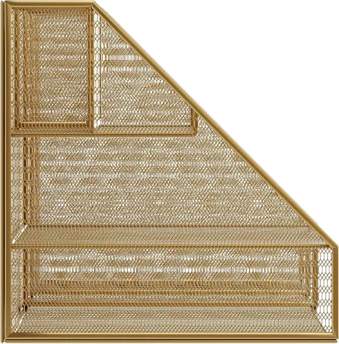 Vista 9 de Martha Stewart Ryder - Organizador de escritorio grande de metal de malla dorada con soporte para archivador de revista, soporte para bolígrafos