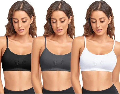 Vista 9 de Litthing Bralettes Padded for Women Cami Strap Bra Seamless Sportsbra Wireless Comfort Yoga Lightly T-Shirt Tank Tops