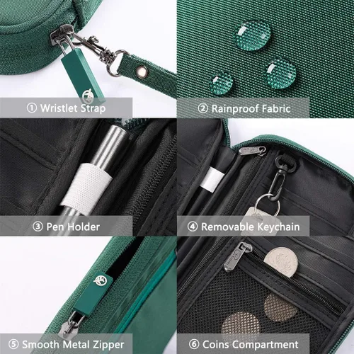 Vista 27 de VanFn Cartera RFID para pasaporte de viaje, soporte para pasaporte familiar, organizador de documentos de viaje serie P.Travel (nailon, gris)