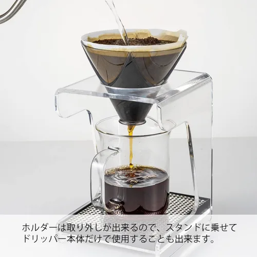 Vista 5 de Hario V60 "Mugen" Goteador de café de plástico, Tamaño 02, Negro transparente