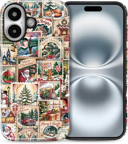 Vista 61 de Funda para iPhone 13 iPhone 14, a prueba de golpes, funda protectora híbrida de 2 capas, doble protección contra caídas, antiarañazos, diseño Rojo