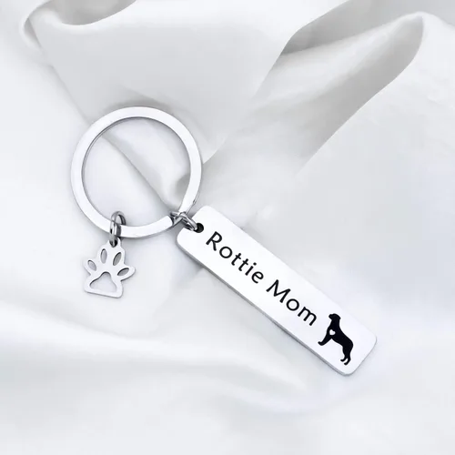 Vista 4 de LQRI Rottweiler Rottie Mom Rottie Dad Kechain Set de joyería para perros y mascotas, regalo Rottie para Rottweiler Rottie Mamá Papá, Metal, Acero