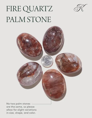 Vista 4 de KALIFANO Piedra de palma de cuarzo de fuego con efectos curativos y calmantes, cuarzo hematoide de alta energía, cristal de preocupación para reiki