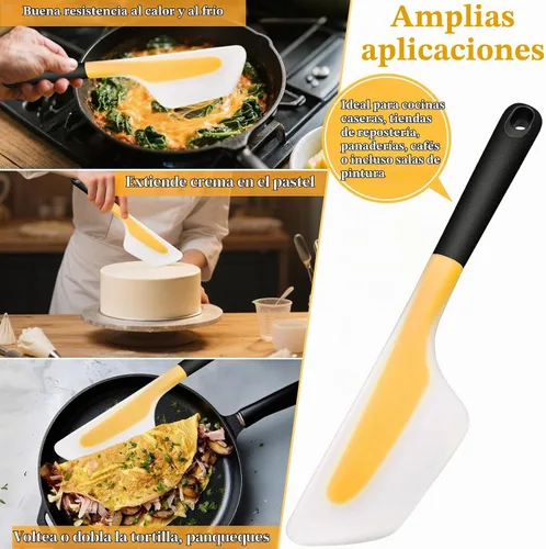 Vista 5 de Espátula de tortilla de silicona Turner, 13Inch Flip Fold Amarillo