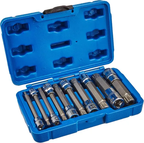 Vista 2 de J&R Quality Tools - Juego de llaves de vaso de 4 pulgadas extra largas XZN de triple cuadrado, acero S2, juego de 10 piezas