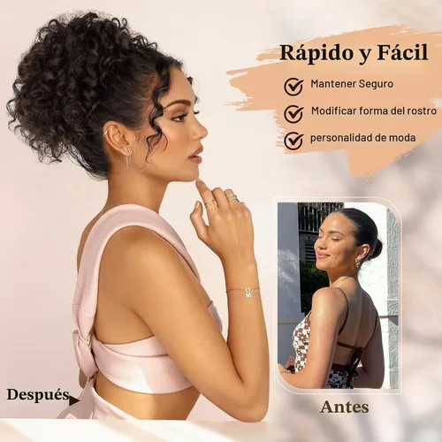 Vista 2 de FREEMEIGE Extensión de cola de caballo, cola de caballo rizada ondulada de 8 pulgadas para mujeres negras, corto, suave, natural, sintético, grueso