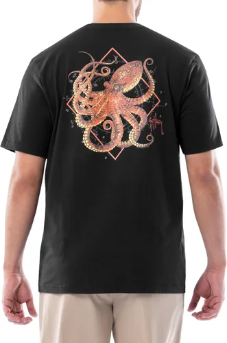 Vista 53 de Guy Harvey Camiseta de manga corta con bolsillo gráfico de algodón OG para hombre Leche de Almendra/Rig Masters