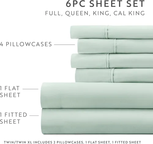 Vista 143 de ienjoy Home Linen Market - Juego de sábanas de 6 piezas, color rubor, tamaño King Blush