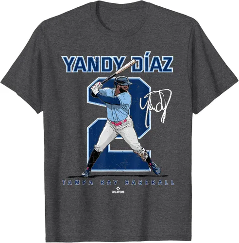 Vista 20 de Camiseta Number and Portrait Yandy Diaz Tampa Bay MLBPA, Negro