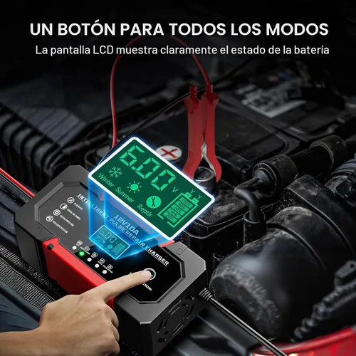 Vista 5 de Cargador de batería del coche 12V 10A Smart Trickle Charger completamente automático Negro