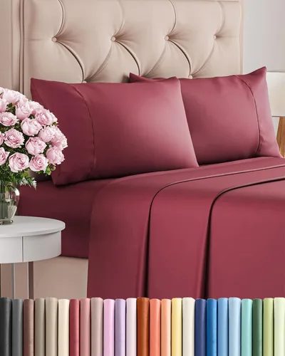 Vista 11 de Juego de sábanas Twin de 4 piezas - Cómodo, transpirable y refrescante - Juego de ropa de cama de lujo de hotel ultrasuave con bolsillos profundos