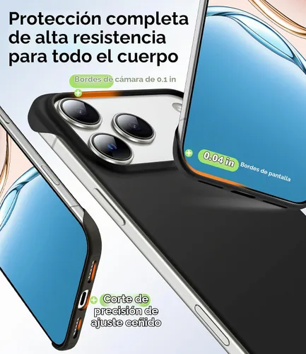 Vista 6 de GRECAZO Magnetic Slim Frameless Case for iPhone 17 Pro Max, Black Negro