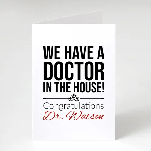 Vista 5 de Tarjetas de graduación personalizadas para médico, tarjeta de felicitación personalizada para hija o hijo, tenemos un médico en la casa, regalos