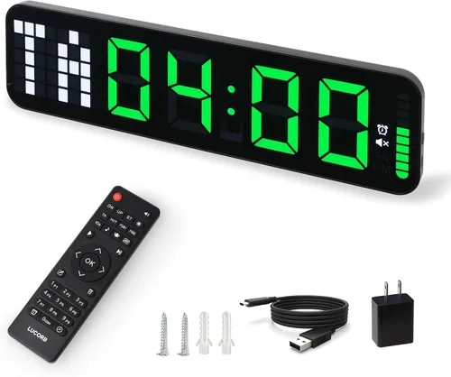 Vista 7 de LUCORB Temporizador de gimnasio - Reloj de pared digital grande para gimnasio con barra de progreso de tiempo de intervalo, cronómetro de cuenta