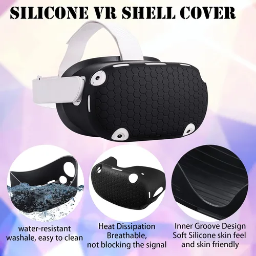 Vista 2 de Accessories Compatible with Oculus Quest 2 Silicone Touch Controller Grip Cover, Face Cover, Headset Shell Cover, Protective Lens Case, Disposable