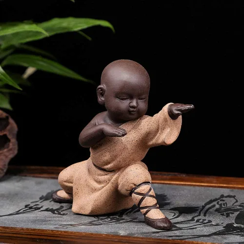 Vista 12 de Kingzhuo Estatuilla de Buda en miniatura de cerámica, pequeña y linda estatua de Buda, figura de monje, manualidades creativas para bebés, adornos