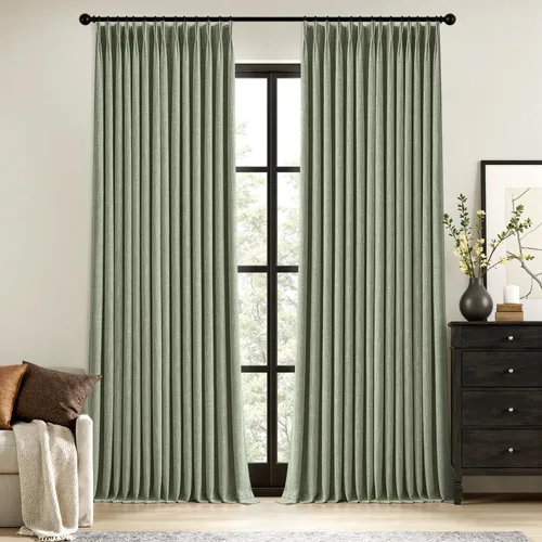 Vista 17 de MIULEE - Cortinas de lino beige con pliegues a presión 100% opacas para dormitorio, cortinas de ventana con memoria y bloqueo de luz para oscurecer