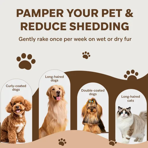 Vista 4 de Rastrillo de capa interior para perros, peine profesional para desenmascarar mascotas con mango de madera, cuchillas de acero inoxidable