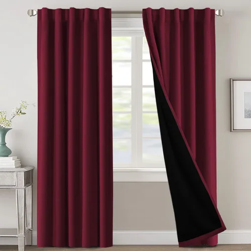 Vista 67 de H.VERSAILTEX Cortinas 100% opacas para dormitorio con forro negro, cortinas de oscurecimiento de habitación completa, con aislamiento térmico