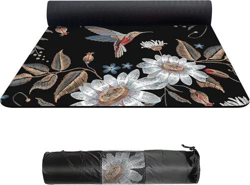 Vista 9 de nuveti Tapete de yoga grande TPE antideslizante con bolsa de transporte extra ancha para mujer, 72 x 32 pulgadas, extra grueso, 0.236 in