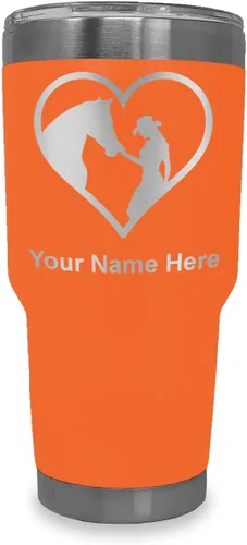 Vista 14 de LaserGram Vaso aislado al vacío de 20 onzas, corazón de vaquera de caballo, grabado personalizado incluido (negro)