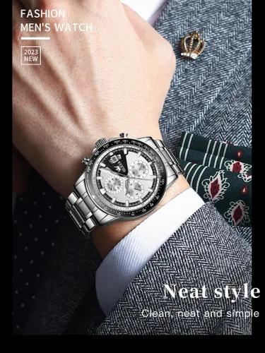 Vista 5 de OLEVS Watch for Men, Fashion Business Dress Mens Watches, Luminous Date Stainless Steel Waterproof Analog Two Tone Casual Quartz Wristwatch