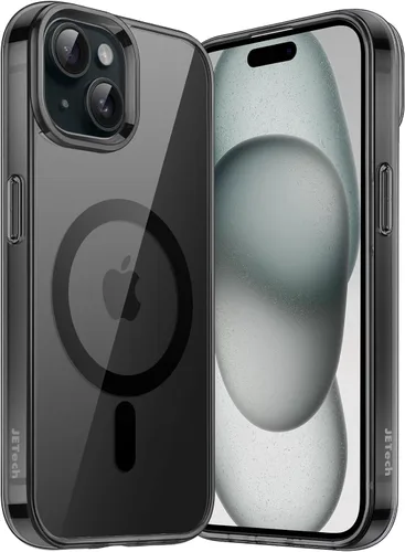 Vista 22 de JETech Funda magnética para iPhone 15, color negro y blanco Compatible con MagSafe, funda protectora a prueba de golpes, resistente a