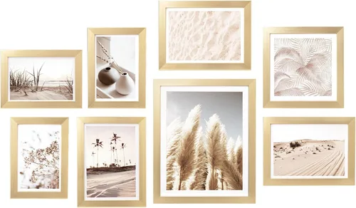 Vista 9 de ArtbyHannah Juego de marcos de pared para galería, paquete de 8 marcos de fotos, decoración artística de pared con hierba neutra de las pampas