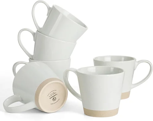 Vista 15 de famiware Juego de Tazas de Café de 4, Annecy Juego de Tazas de Cerámica Reutilizables de 14 oz con Asa, Apto para Microondas y Lavavajillas, Juego