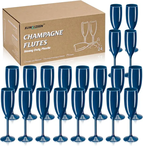 Vista 8 de XUWAIDSGN Copas de champán acrílicas, copas de champán para brindis de boda, copa de champán de plástico, reutilizable, irrompible, para despedida