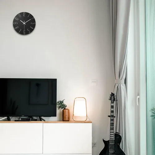 Vista 7 de Reloj de pared, reloj silencioso, reloj de pared que funciona con pilas, reloj de pared moderno de 12 pulgadas, adecuado para oficinas, salas