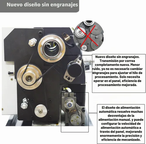 Vista 4 de INTSUPERMAI Torno de metal de precisión de 8 × 39 pulgadas Torno de metal de sobremesa Tornillo electrónico sin engranajes Hobby DIY Torno de metal